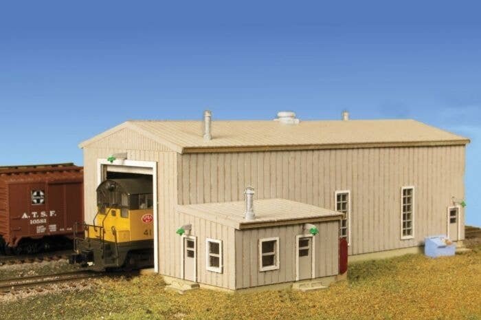 Diesel Engine House -- Laser-Cut Card Kit - 5-1/8 x 3-1/4 x 2′ 13 x 8.3 x 5.1cm, N, Monroe Models 9219
