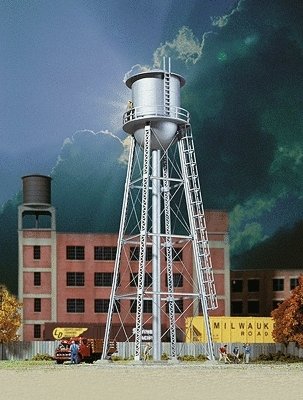 Vintage Water Tower -- Assembled - Silver - 2-3/8 x 2-3/8 x 7′ 6 x 6 x 17.7cm, N, Walthers Cornerstone 3833