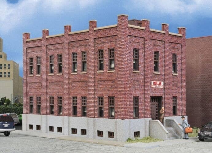 Brick Office Building -- Kit - 7-11/16 x 5-1/4 x 5′ 19.5 x 13.3 x 12.7cm, HO, Walthers Cornerstone 4050