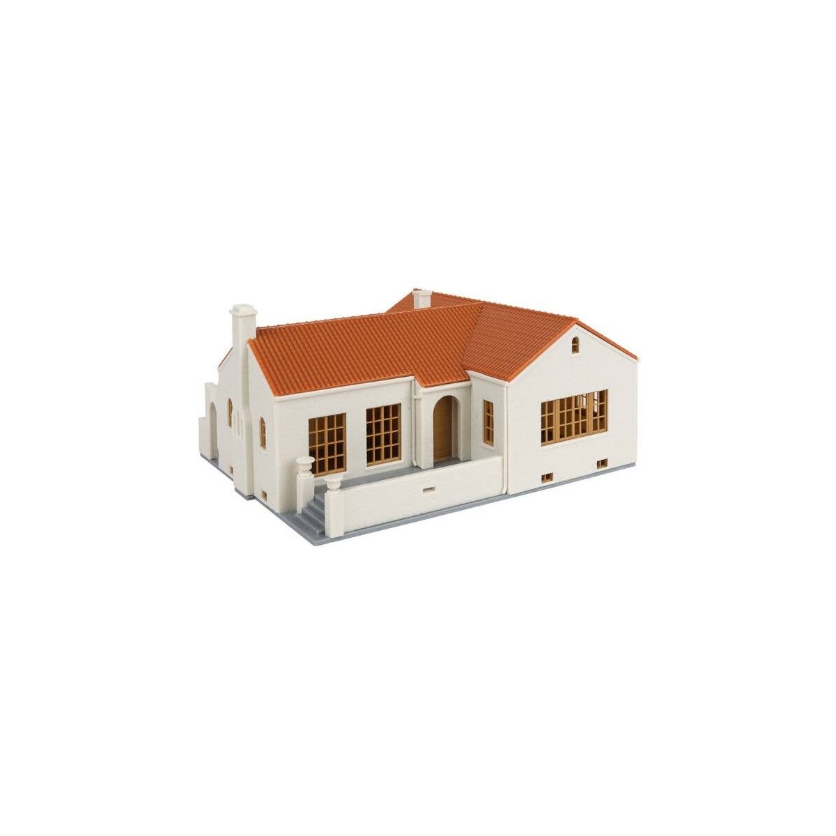 Mission-Style Bungalow House -- Kit - 4-15/16 x 5-9/16 x 2-13/16′ 12.5 x 14.1 x 7.1cm, HO, Walthers Cornerstone 3785
