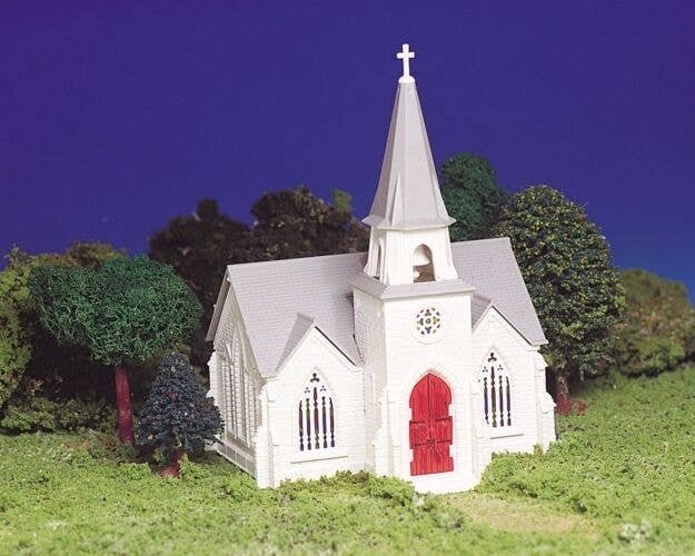 Plasticville U.S.A. - Classic Kit -- Cathedral - 5 x 4-1/2 x 6-1/2′ 12.7 x 11.4 x 16.5cm, HO, Bachmann Industries 45192