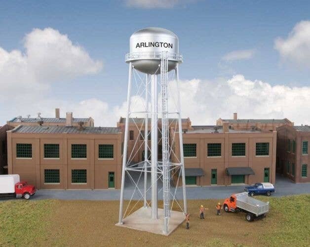 Municipal Water Tower -- Kit - 3-5/16 x 3-5/16 x 11-1/8′ 8.4 x 8.4 x 28.2cm, HO, Walthers Cornerstone 3550