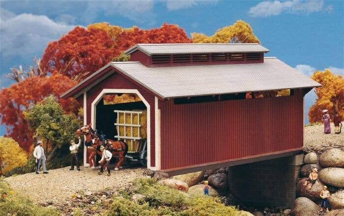 Willow Glen Covered Bridge -- Kit - 8-1/2 x 3-1/2 x 3-1/2′ 21.2 x 8.7 x 8.7cm (At Roof), HO, Walthers Cornerstone 3652