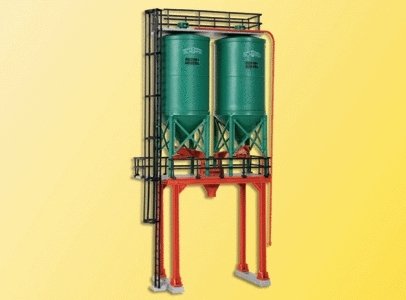 Schwarz Concrete Works Double Silos -- Kit - 3 x 1-3/8 x 6′ 7.5 x 3.5 x 15cm, HO, Kibri 39931