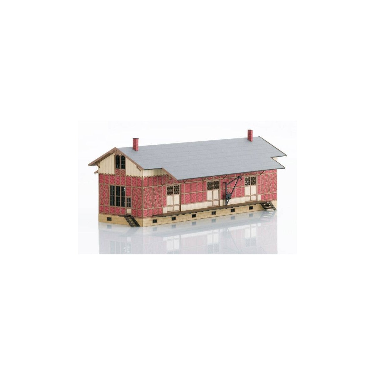 Sulzdorf Half-Timbered Freight Shed -- Laser-Cut Card Kit - 11-1/2 x 4-15/16′ 29.2 x 12.5cm, HO, Trix 66383