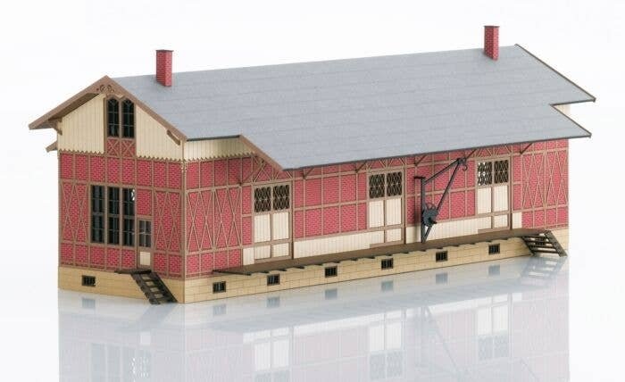Sulzdorf Half-Timbered Freight Shed -- Laser-Cut Card Kit - 11-1/2 x 4-15/16′ 29.2 x 12.5cm, HO, Trix 66383