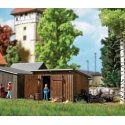 Wooden Shed -- Laser-Cut Wood Kit - 2-5/16 x 1-11/16 x 1-7/16′ 5.9 x 4.3 x 3.7cm, HO, Busch Gmbh & Co Kg 1594