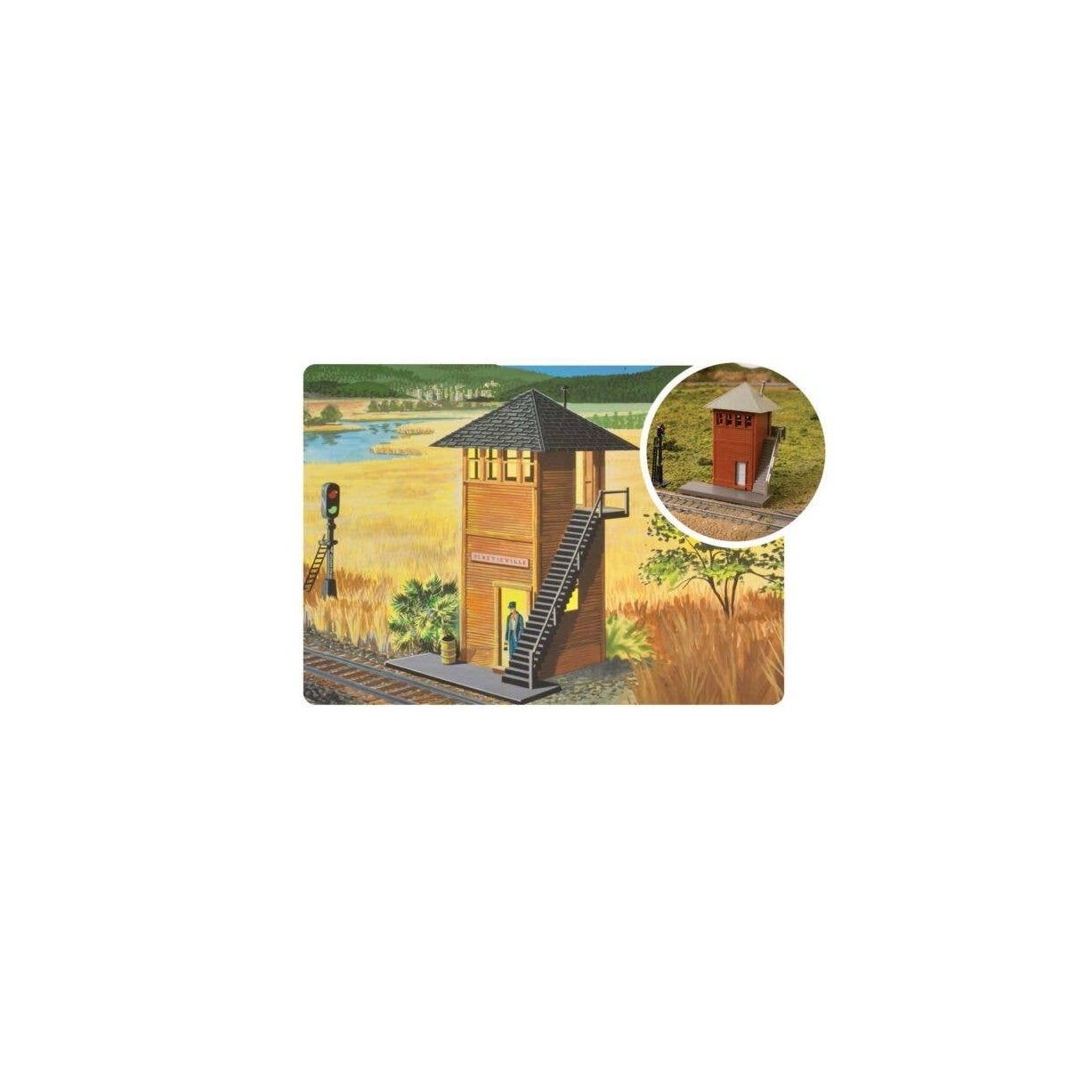 75th Anniversary Switch Tower - Plasticville U.S.A.(R) -- Kit - 75th Anniversary Packaging, HO, Bachmann Industries 45197