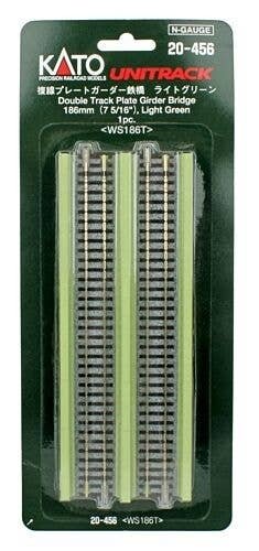 Double-Track Plate Girder Bridge -- 7-13/32′ 186mm (light green), N, Kato USA Inc 20456