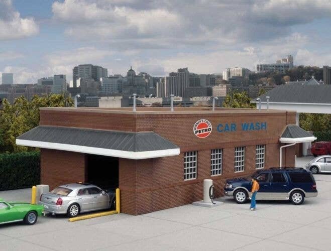 Gas Station Car Wash -- Kit - 10-1/2 x 4-13/16 x 3′ 26.6 x 12.2 x 7.6cm, HO, Walthers Cornerstone 3539