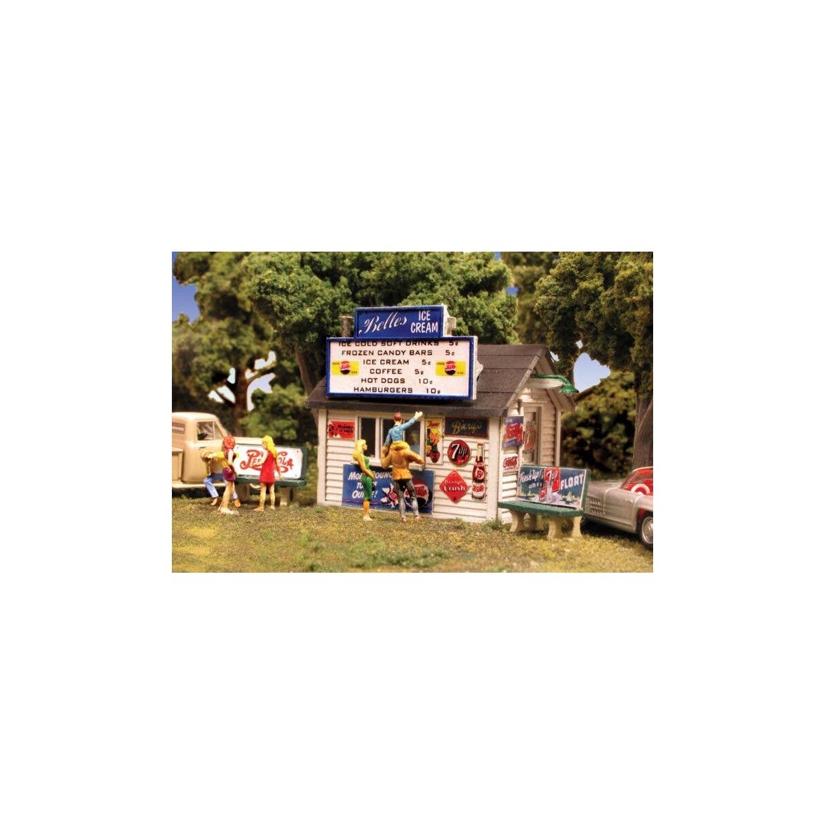 Belles Ice Cream -- Kit - 2 x 1-1/4 x 1-5/8′ 5.1 x 3.2 x 4.3cm, HO, Monroe Models 2209