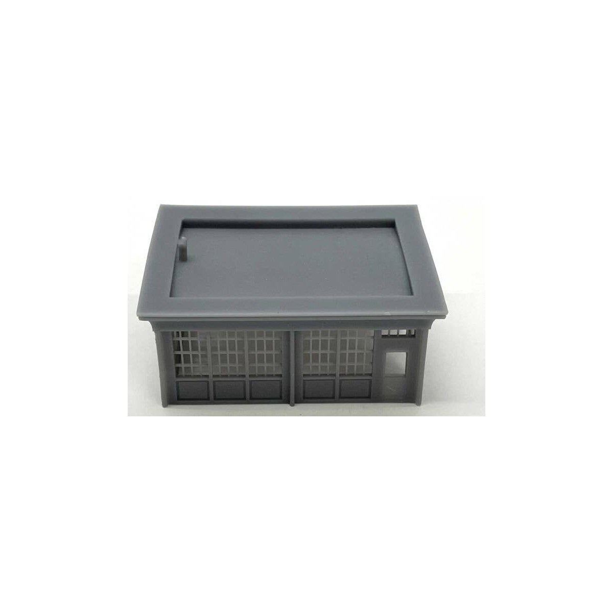 Single Door Garage with Floor and Glass -- Kit - Closed Door, N, Phoenix Precision Models 30805