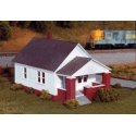 One-Story House w/Front Porch -- Kit - 3 x 4-3/8′ 7.7 x 11.2cm, HO, Rix Products 202