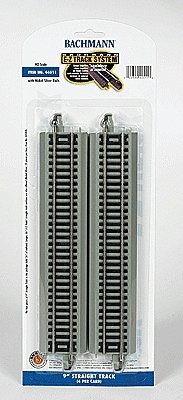 Straight Track w/Nickel Silver Rail & Gray Roadbed - E-Z Track(R) -- 9′ 22.9cm pkg(4), HO, Bachmann Industries 44511