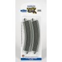 Curved Track w/Nickel Silver Rail & Gray Roadbed - E-Z Track(R) -- 15′ Radius pkg(4), HO, Bachmann Industries 44505