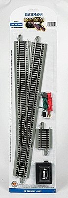 Turnout w/Nickel Silver Rail & Gray Roadbed - E-Z Track(R) -- 6 Left, HO, Bachmann Industries 44559