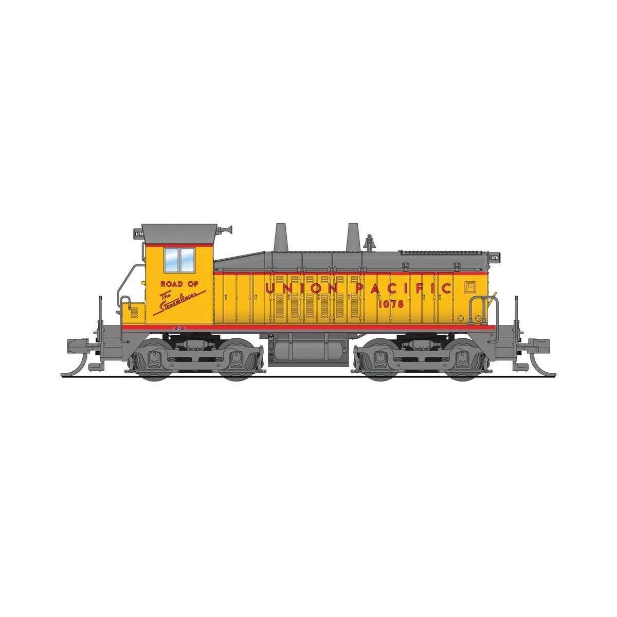 EMD NW2 - Standard DC - Stealth -- Union Pacific 1078 (Armour Yellow, gray, red, Streamliner Slogan), N, Broadway Limited Import