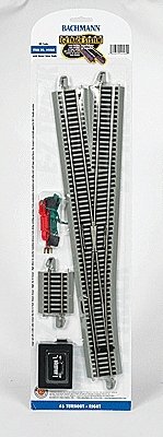 Turnout w/Nickel Silver Rail & Gray Roadbed - E-Z Track(R) -- 6 Turnout Right, HO, Bachmann Industries 44560