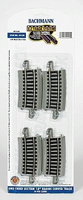 Curved Track w/ Nickel Silver Rail & Gray Roadbed - E-Z Track(R) -- 1/3 18′ Radius pkg(4), HO, Bachmann Industries 44530