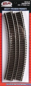 Code 83 Curved Snap Track -- 18′ Radius pkg(6), HO, Atlas Model Railroad Co. 532