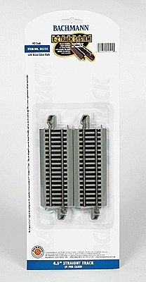 Straight Track w/Nickel Silver Rail & Gray Roadbed - E-Z Track(R) -- 4-1/2′ 11.4cm pkg(4), HO, Bachmann Industries 44514