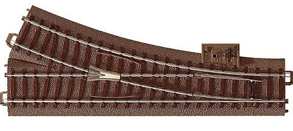 C-Track - Right Turnout - 24.3 Degrees -- 7-13/32′ 188.3mm, HO, Trix 62612