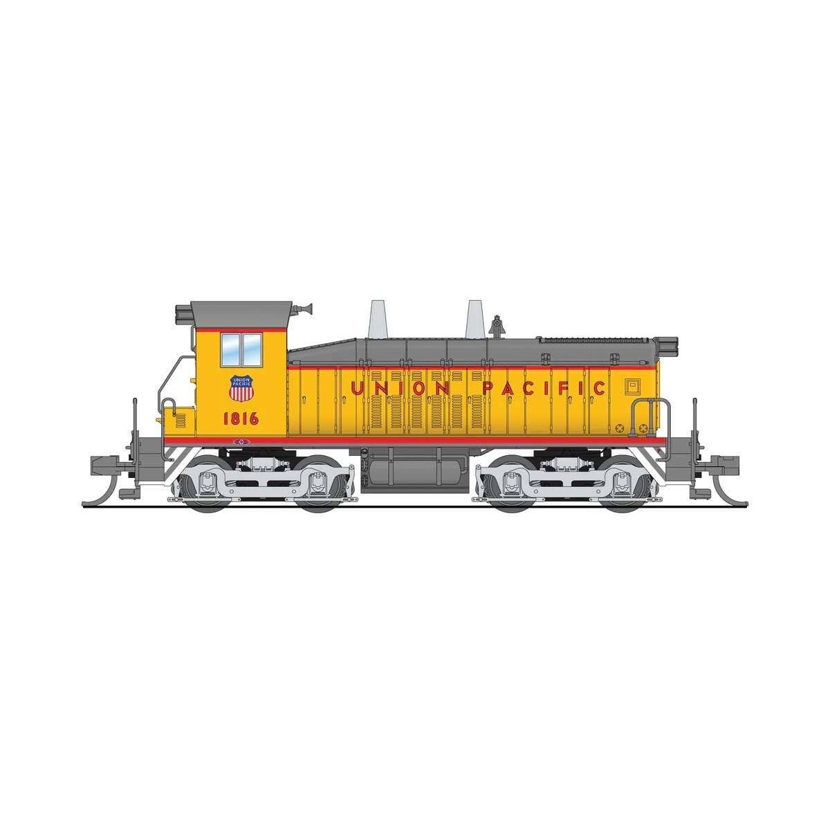 EMD SW7 - Standard DC - Stealth -- Union Pacific 1821 (Armour Yellow, gray, red, silver), N, Broadway Limited Imports 9391