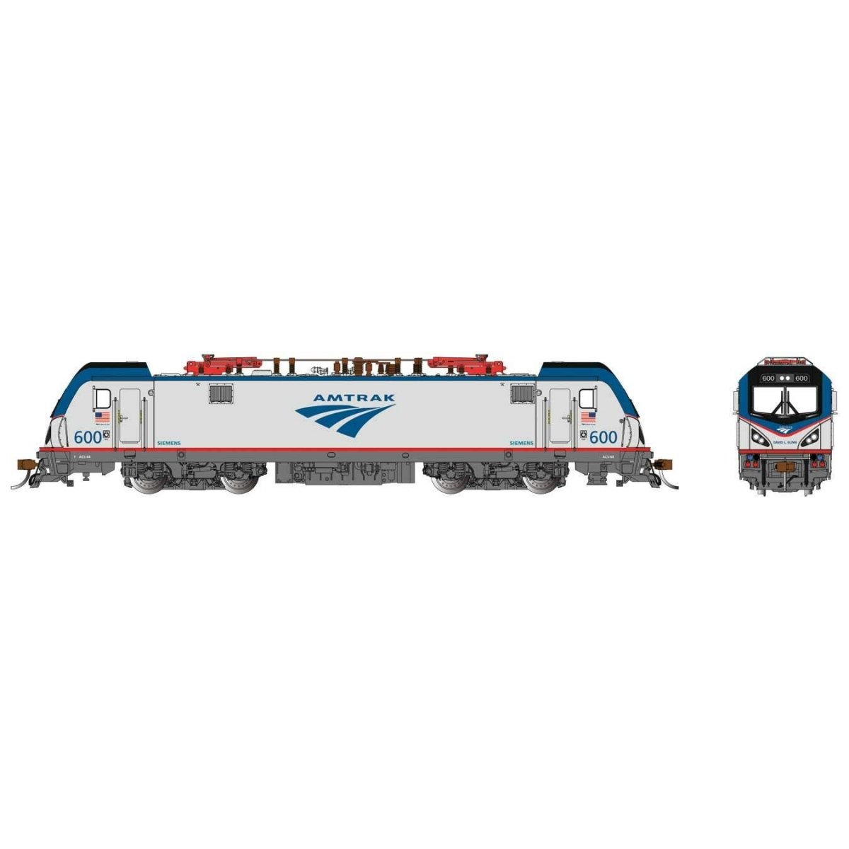 Siemens ACS-64 Electric - DCC and WOWSound(R) -- Amtrak 600 David L. Gunn (silver, blue, gray, red), HO, Bachmann Industries 674