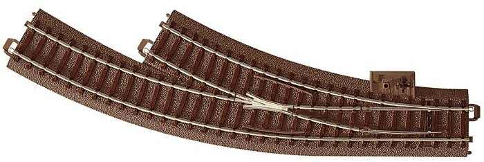 C-Track - Curved - Right Turnout - 30 Degrees -- Radius: 14-3/16′ 360mm, HO, Trix 62672