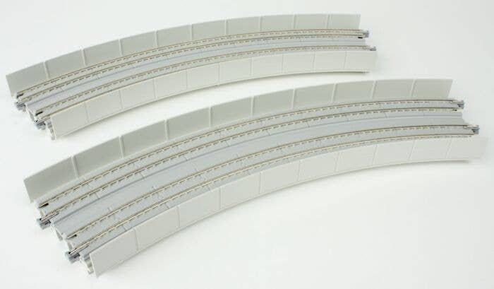 Unitrack CT Double-Track Superelevated Curve -- 45 Degrees, 15 & 16-3/8′ 38.1 & 41.4cm Radius, N, Kato USA Inc 20544