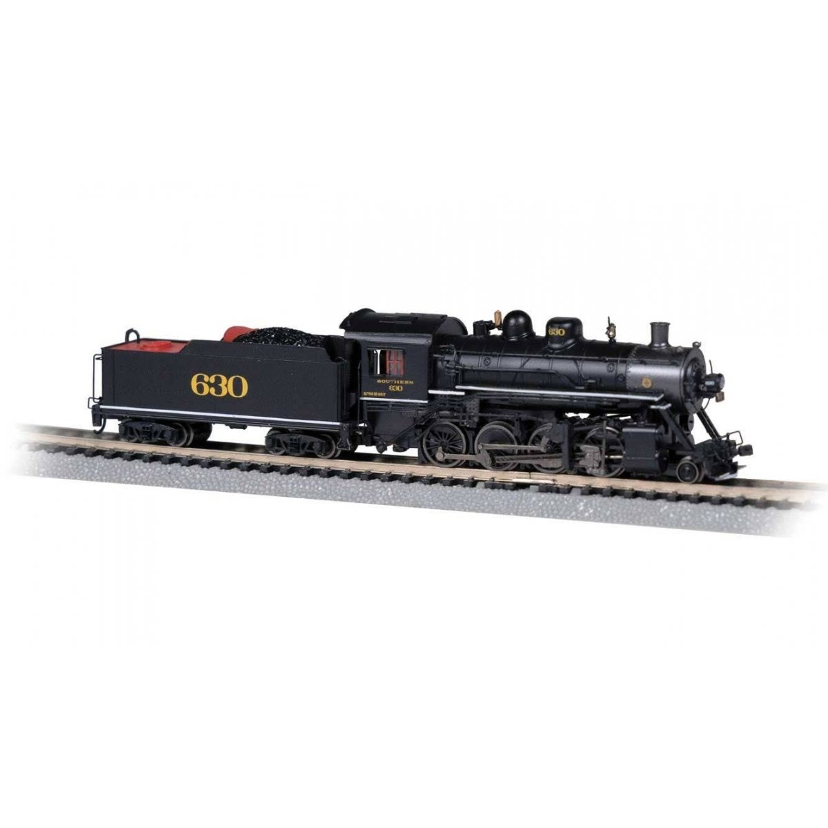 Baldwin 2-8-0 Consolidation - Sound and DCC -- Southern Railway 630 (black, graphite), N, Bachmann Industries 51357