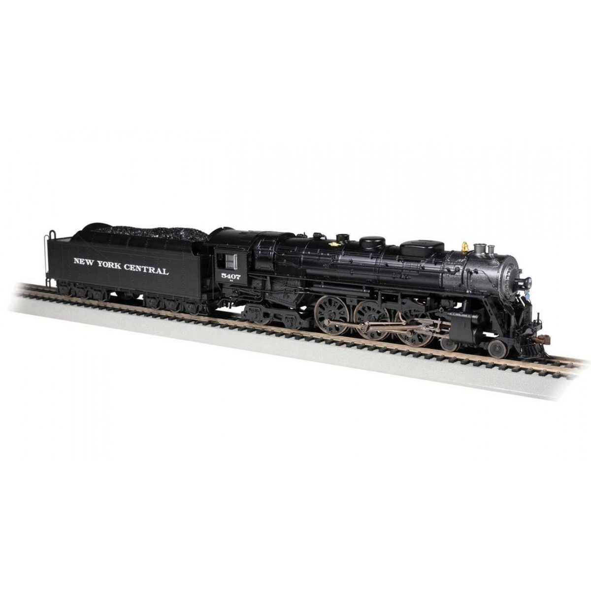 Class J3a 4-6-4 Hudson - WOWSound(R) and DCC -- New York Central 5407 (black, graphite As-Delivered, Roman Lettering), HO, Bachm
