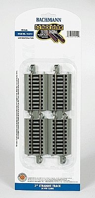 Straight Track w/Nickel Silver Rail & Gray Roadbed - E-Z Track(R) -- 3′ 7.6cm pkg(4), HO, Bachmann Industries 44512