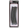Code 100 Curved Snap-Track(R) Nickel-Silver Rail -- 15′ Radius (Black Ties) pkg(6), HO, Atlas Model Railroad Co. 831