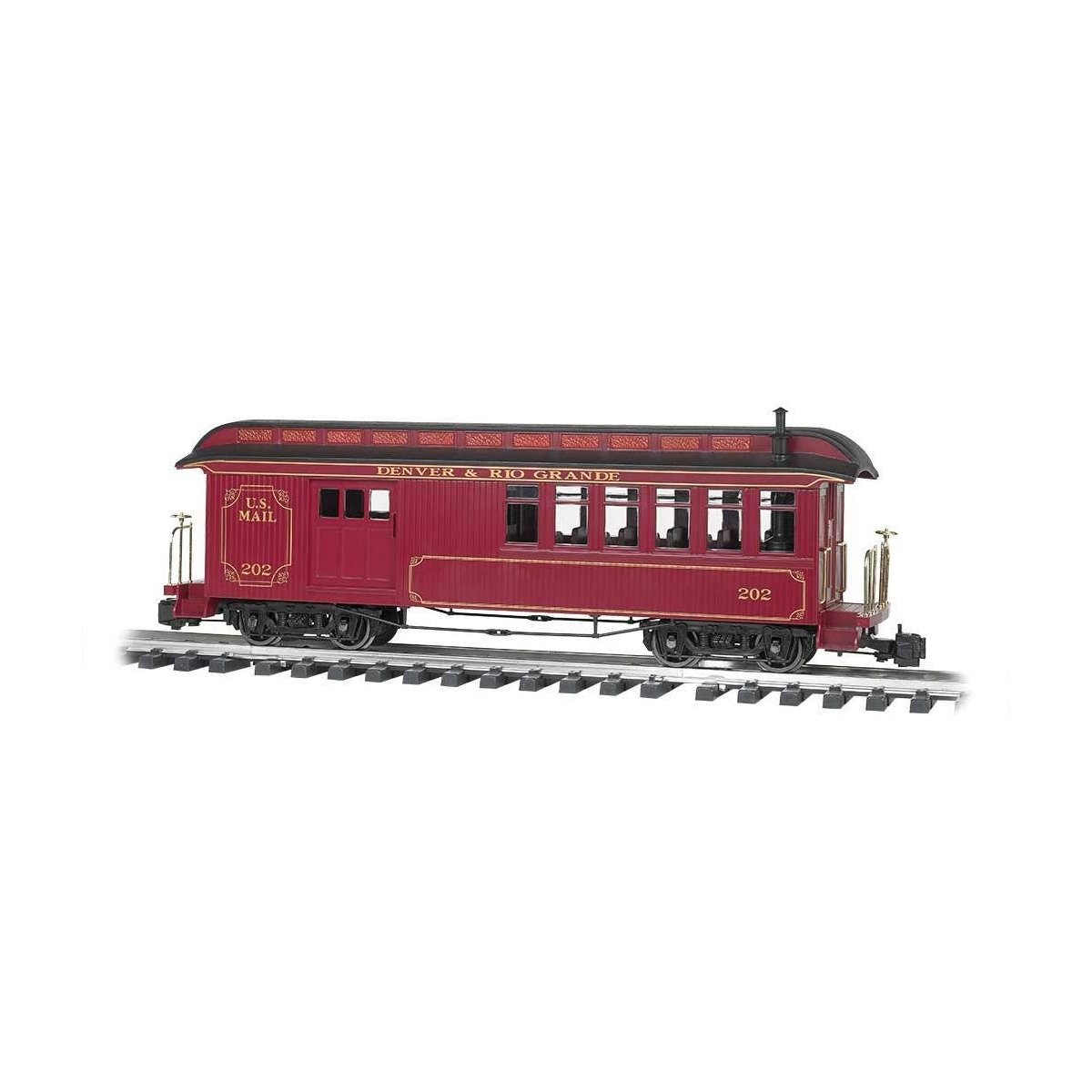 Wood Combine - Ready to Run -- Denver & Rio Grande Western 202 (red), G, Bachmann Industries 97106