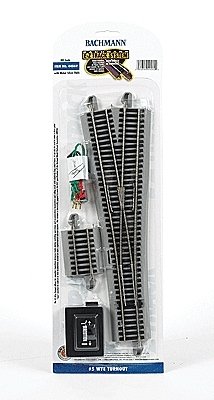 No. 5 Remote-Control Turnout, Nickel Silver Rail, Gray Roadbed - E-Z Track -- Wye, HO, Bachmann Industries 44569