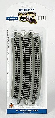 Curved Track w/ Nickel Silver Rail & Gray Roadbed - E-Z Track(R) -- 26′ Radius pkg(5), HO, Bachmann Industries 44519