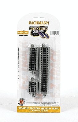 Straight Track w/Nickel Silver Rail & Gray Roadbed - E-Z Track(R) -- Assorted Short Sections , N, Bachmann Industries 44829