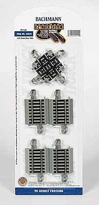 Crossing w/Nickel Silver Rail & Gray Roadbed - E-Z Track(R) -- 90-Degree, HO, Bachmann Industries 44541