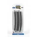 Curved Track w/Nickel Silver Rail & Gray Roadbed - E-Z Track(R) -- 28′ Radius pkg(5), HO, Bachmann Industries 44506