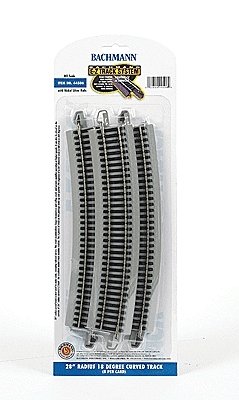 Curved Track w/Nickel Silver Rail & Gray Roadbed - E-Z Track(R) -- 28′ Radius pkg(5), HO, Bachmann Industries 44506