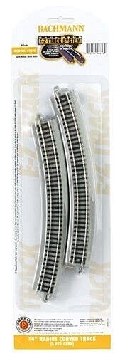 E-Z Track(R) w/Nickel Silver Rail & Gray Roadbed -- 14′ Radius Curve pkg(6), N, Bachmann Industries 44853