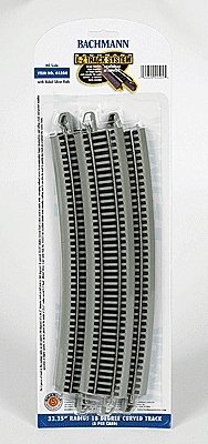 Curved Track w/ Nickel Silver Rail & Gray Roadbed - E-Z Track(R) -- 33-1/4′ Radius, 18-Degre, HO, Bachmann Industries 44504