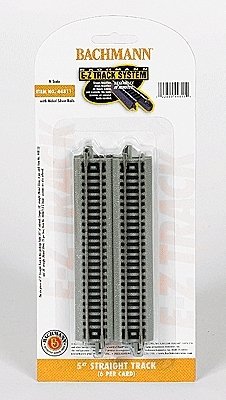 Straight Track w/Nickel Silver Rail & Gray Roadbed - E-Z Track(R) -- 5′ 12.7cm pkg(6), N, Bachmann Industries 44811