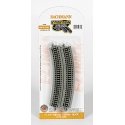 Curved Track w/Nickel Silver Rail & Gray Roadbed - E-Z Track(R) -- 11-1/4′ Radius pkg(6), N, Bachmann Industries 44801