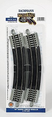 E-Z Track(R) w/Nickel Silver Rail & Gray Roadbed -- 18′ Radius Rerailer pkg(2), HO, Bachmann Industries 44529
