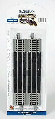 Straight Track w/Nickel Silver Rail & Gray Roadbed - E-Z Track(R) -- 9′ Straight Rerailer pk, HO, Bachmann Industries 44528