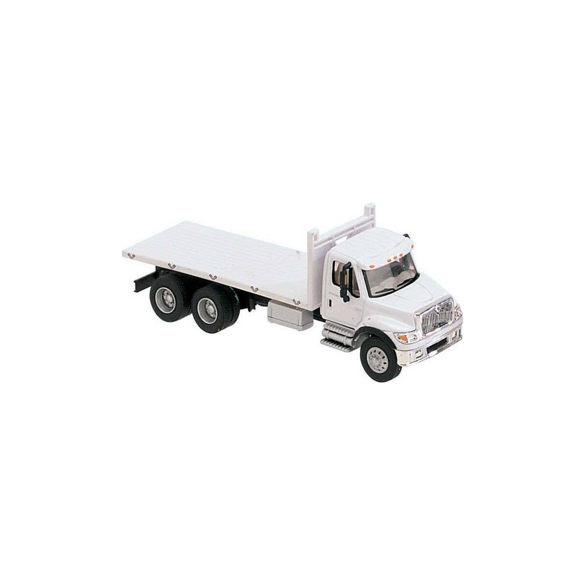 International(R) 7600 3-Axle Flatbed Truck - Assembled -- White with Railroad Maintenance-o, HO, Walthers SceneMaster 11650