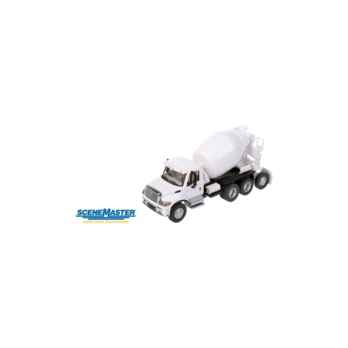 International(R) 7600 3-Axle Cement Mixer - Assembled -- White, HO, Walthers SceneMaster 11678