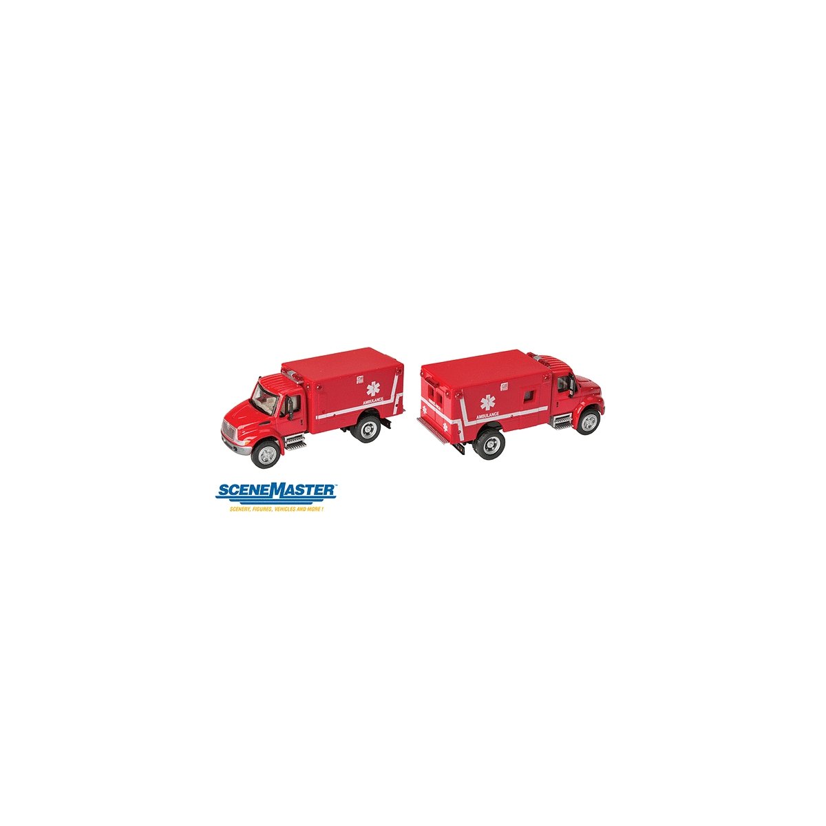 International(R) 4300 EMS Ambulance - Assembled -- Red, HO, Walthers SceneMaster 11931